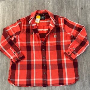 Carhartt Bold Red and Black Plaid heavy duty Shirt/jacket or stylish foreveryday